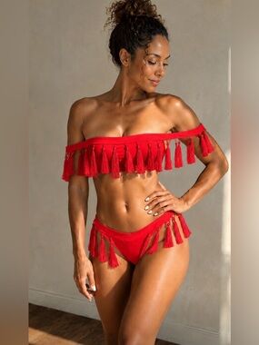 Red Tassel Bikini Set
